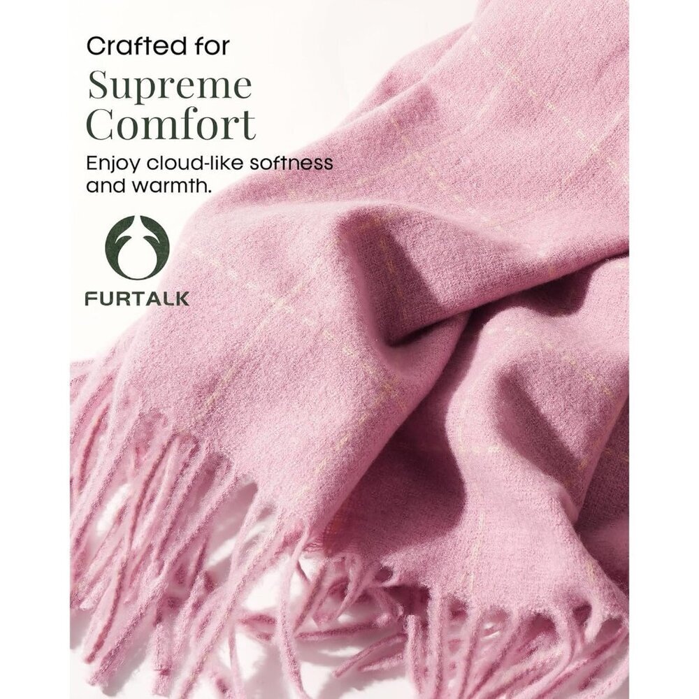 Women Pink Large Chunky Scarves Cozy Shawls Wraps Winter Scarf - Picture 5 of 6
